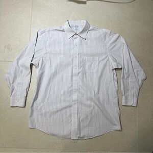 Brooks Brothers Regent White Window Pane Button Down Dress Shirt Men’s 17.5-34